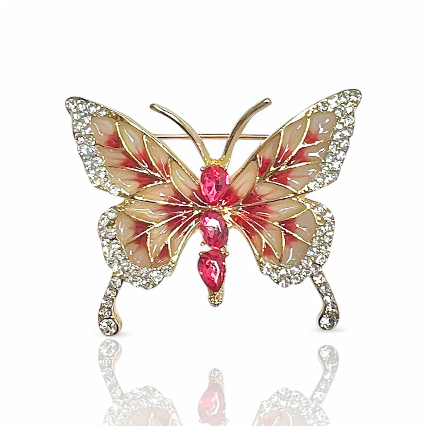 Broche papillon rose