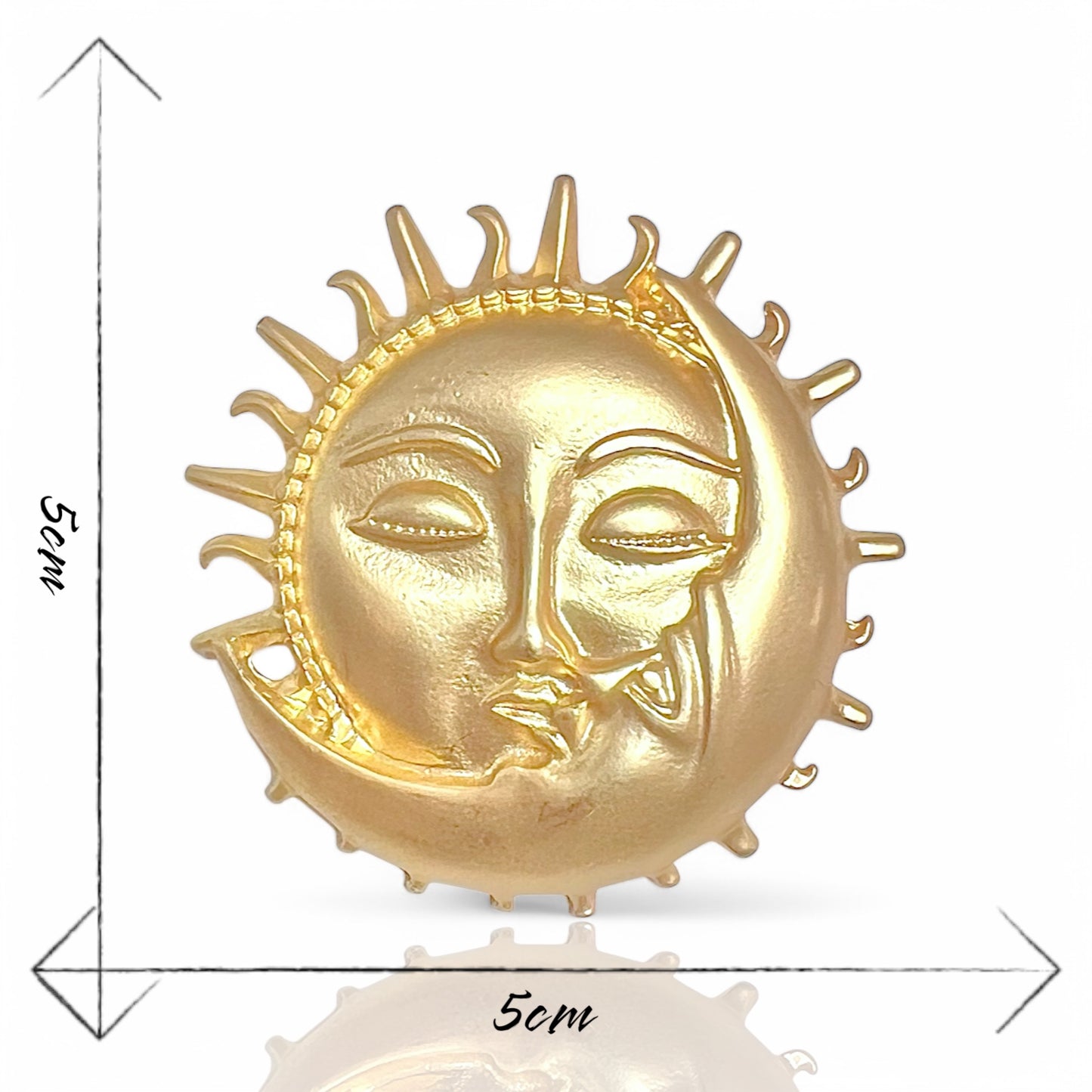 Broche doré soleil et lune