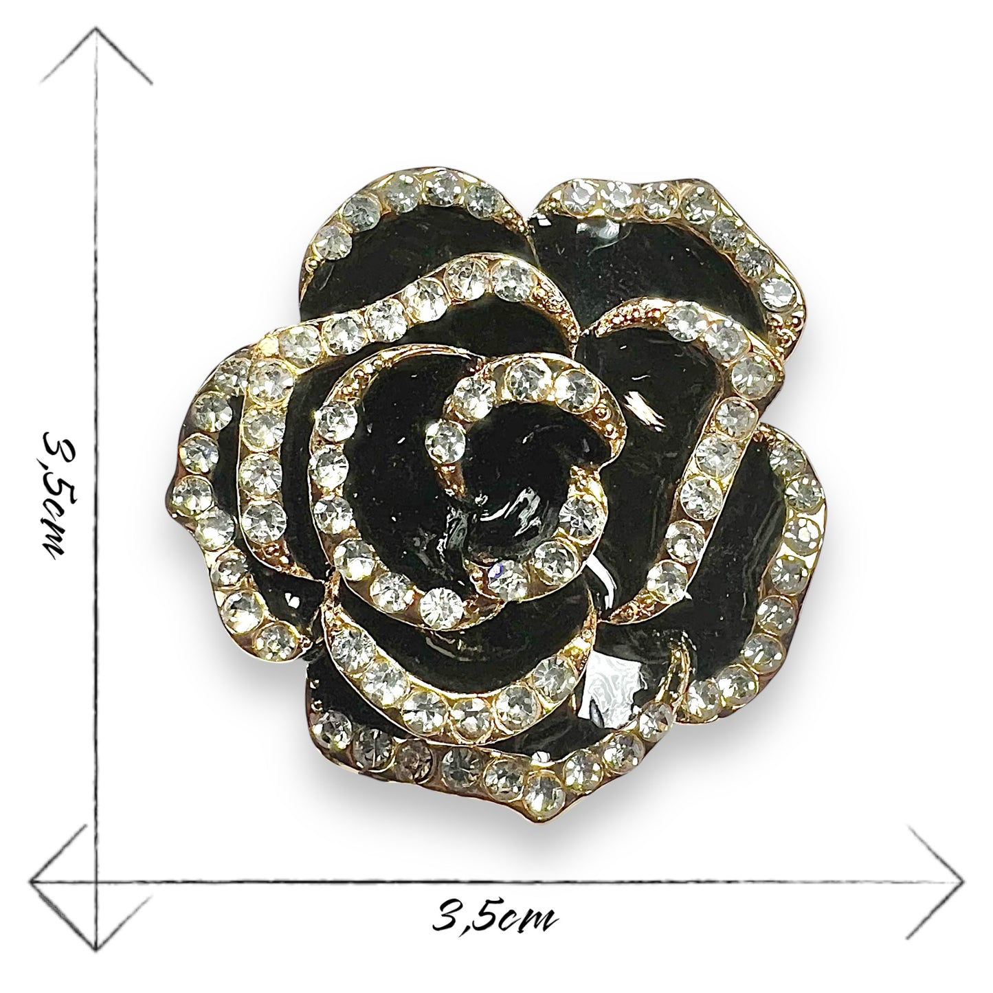 Broche rose noire et dorée
