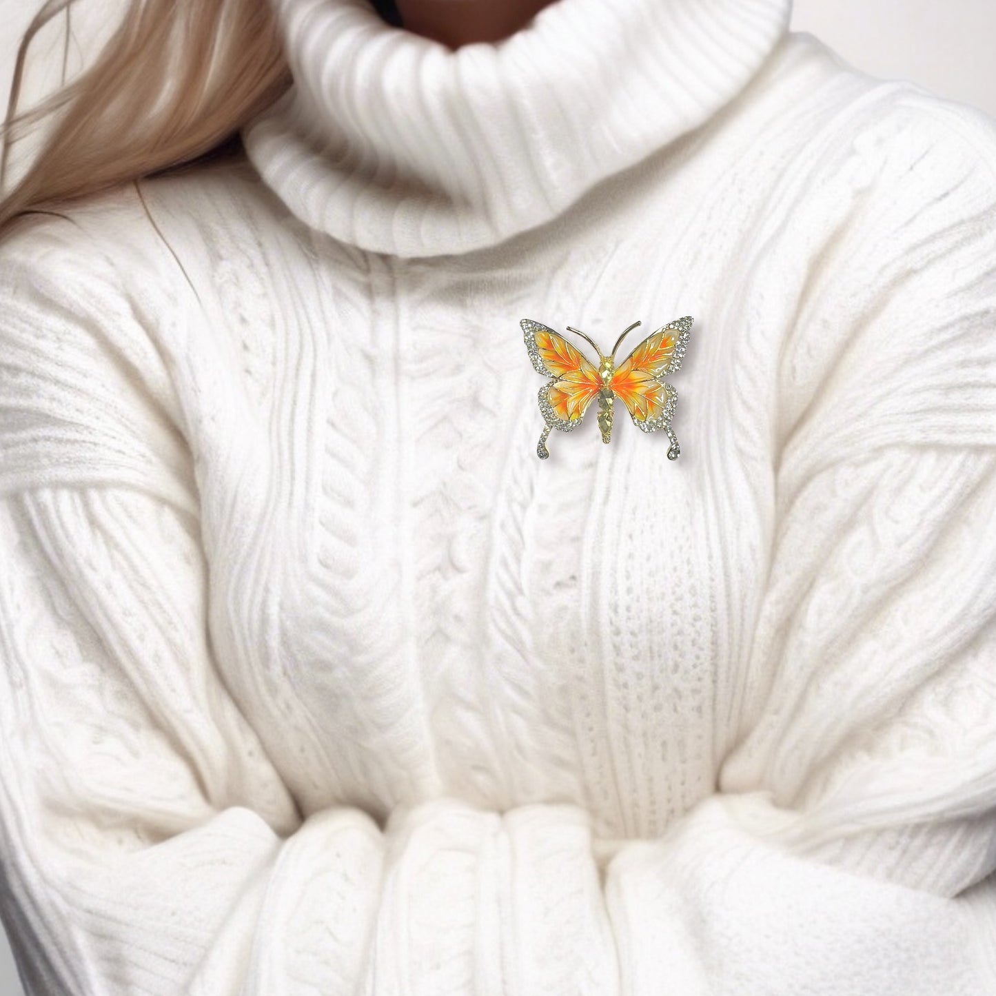 Broche papillon jaune