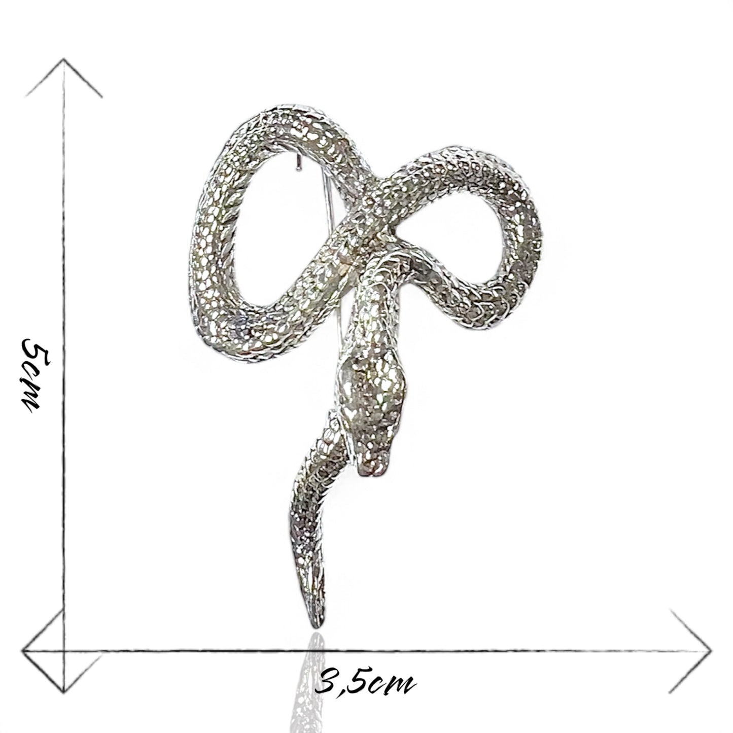Broche serpent argenté