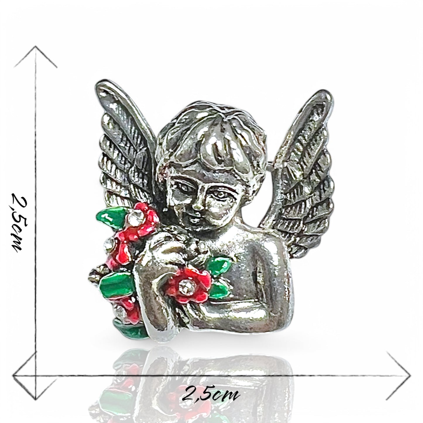 Broche ange et fleurs