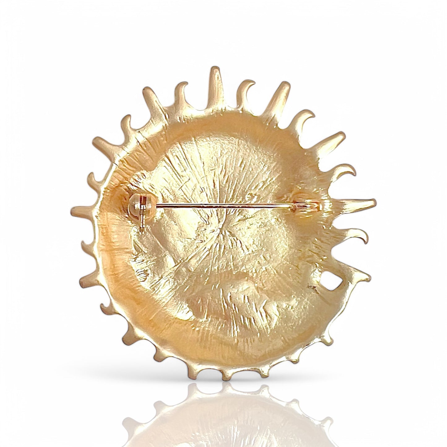 Broche doré soleil et lune