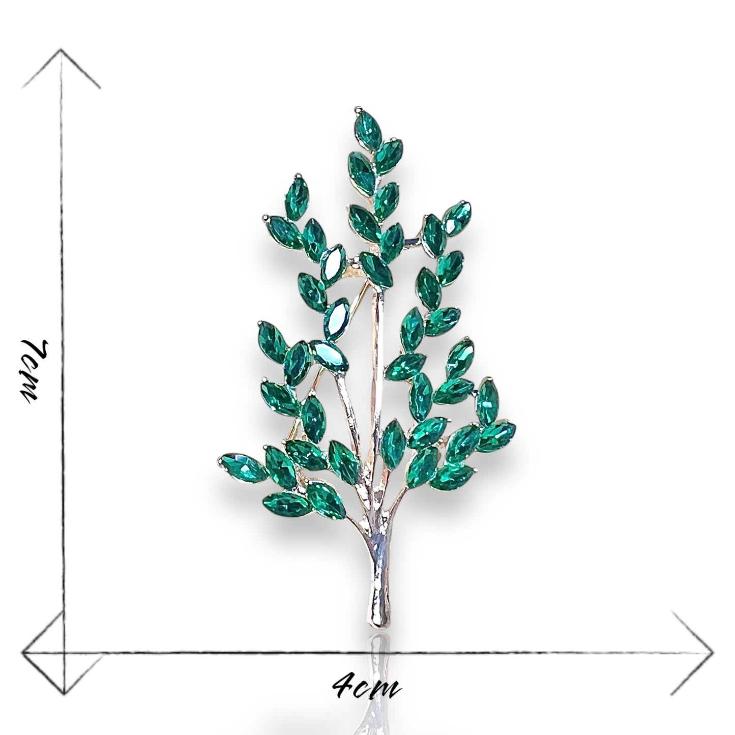 Broche branche à feuilles vertes