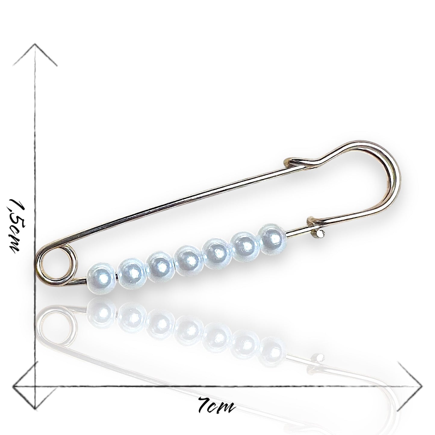 Broche épingle dorée perles