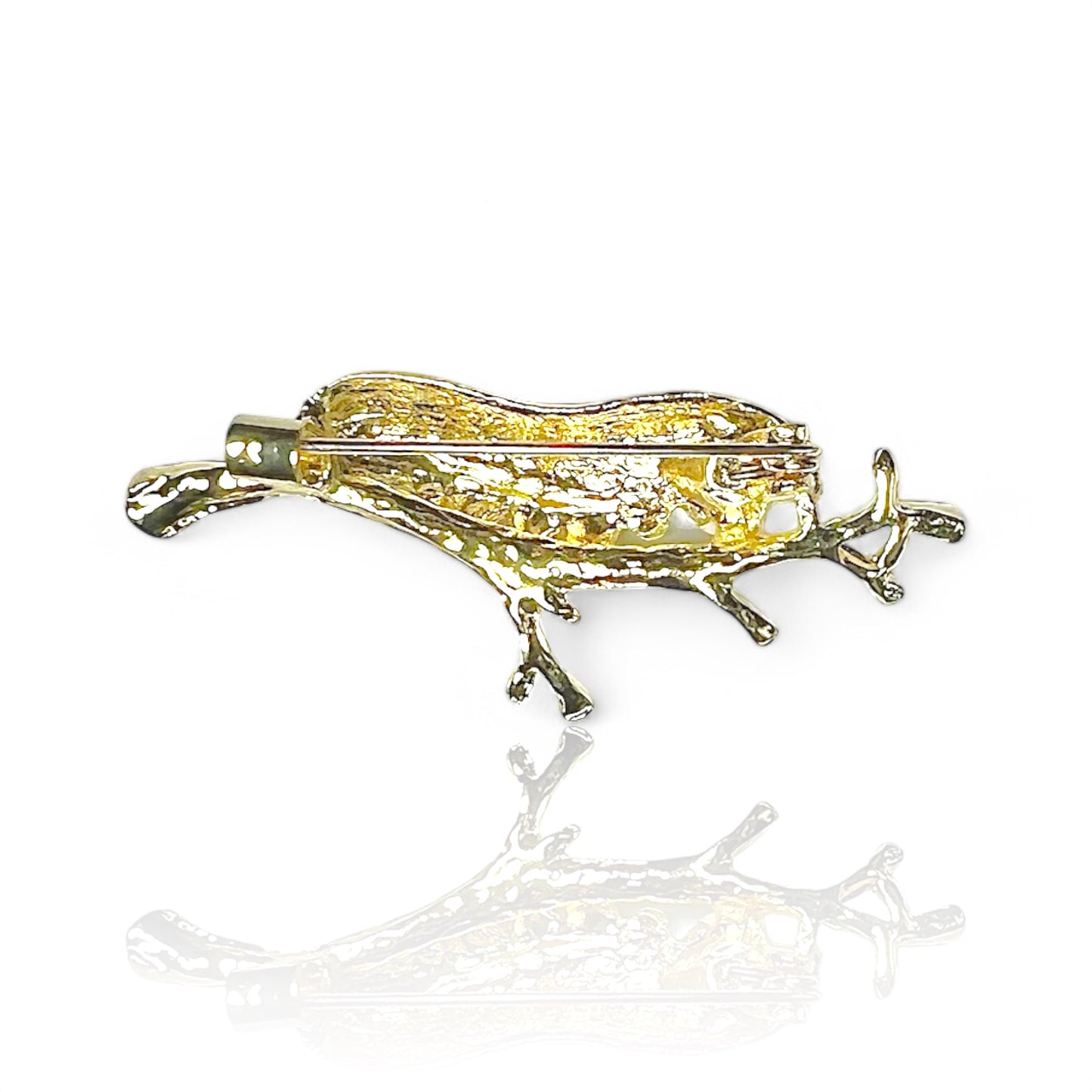 Broche chenille blanche et dorée