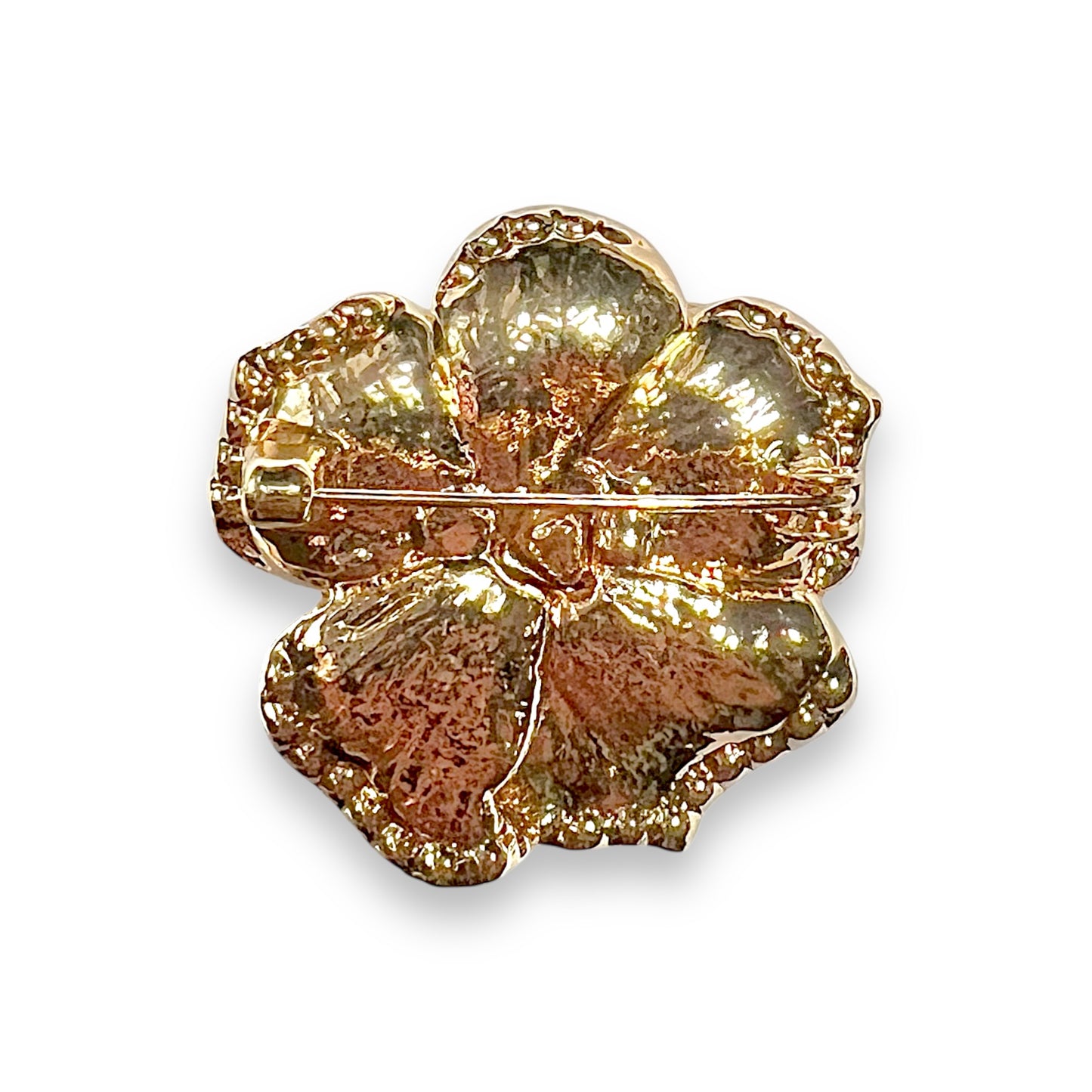 Broche rose noire et dorée