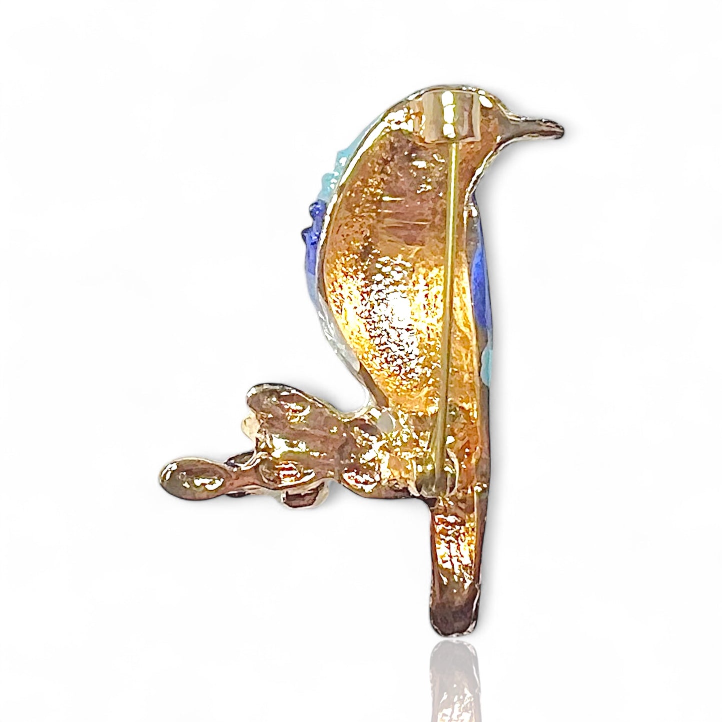 Broche oiseau blanc et bleu