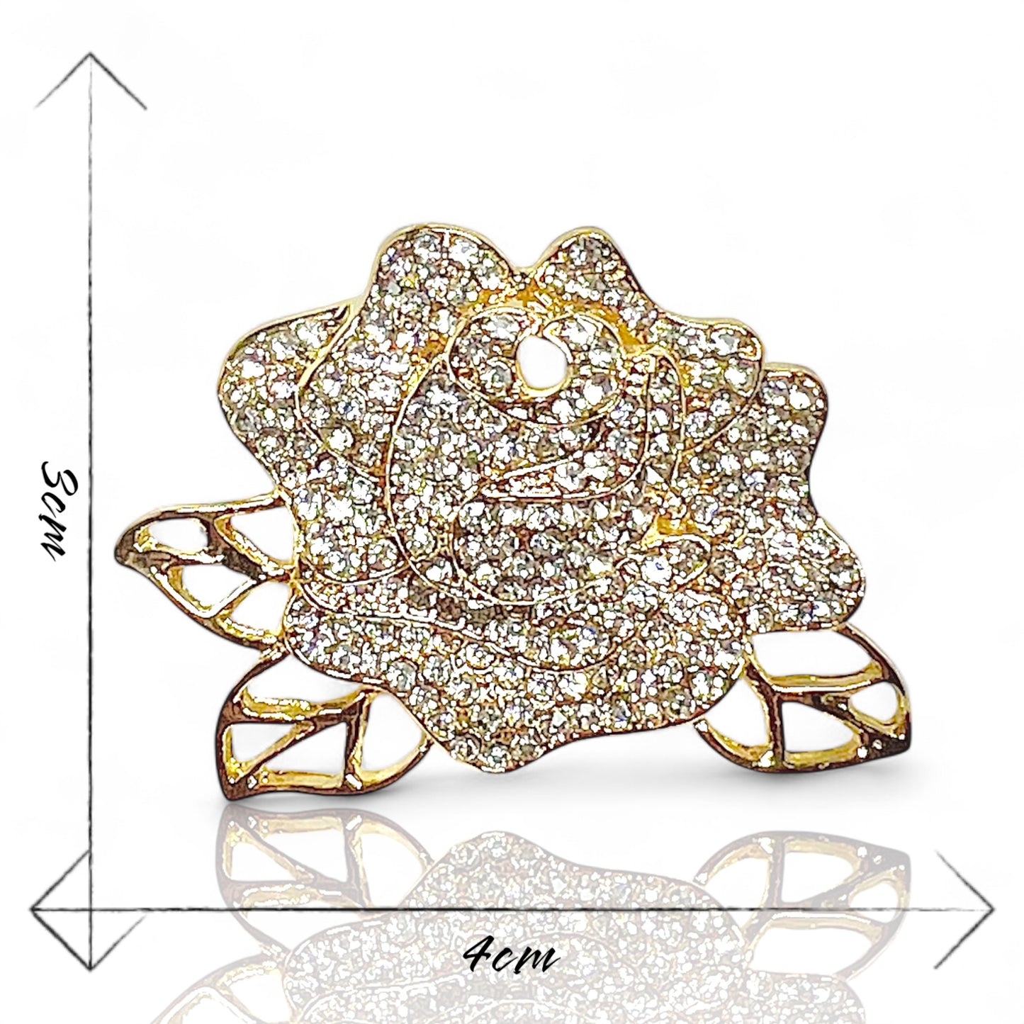Broche rose à strass