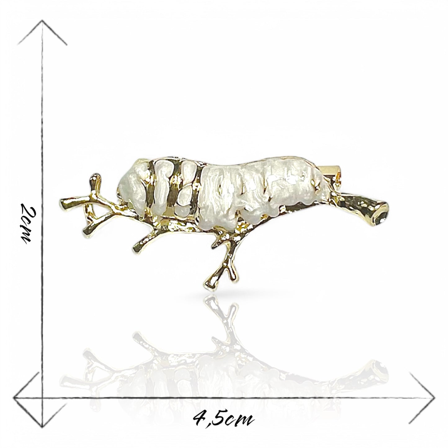 Broche chenille blanche et dorée