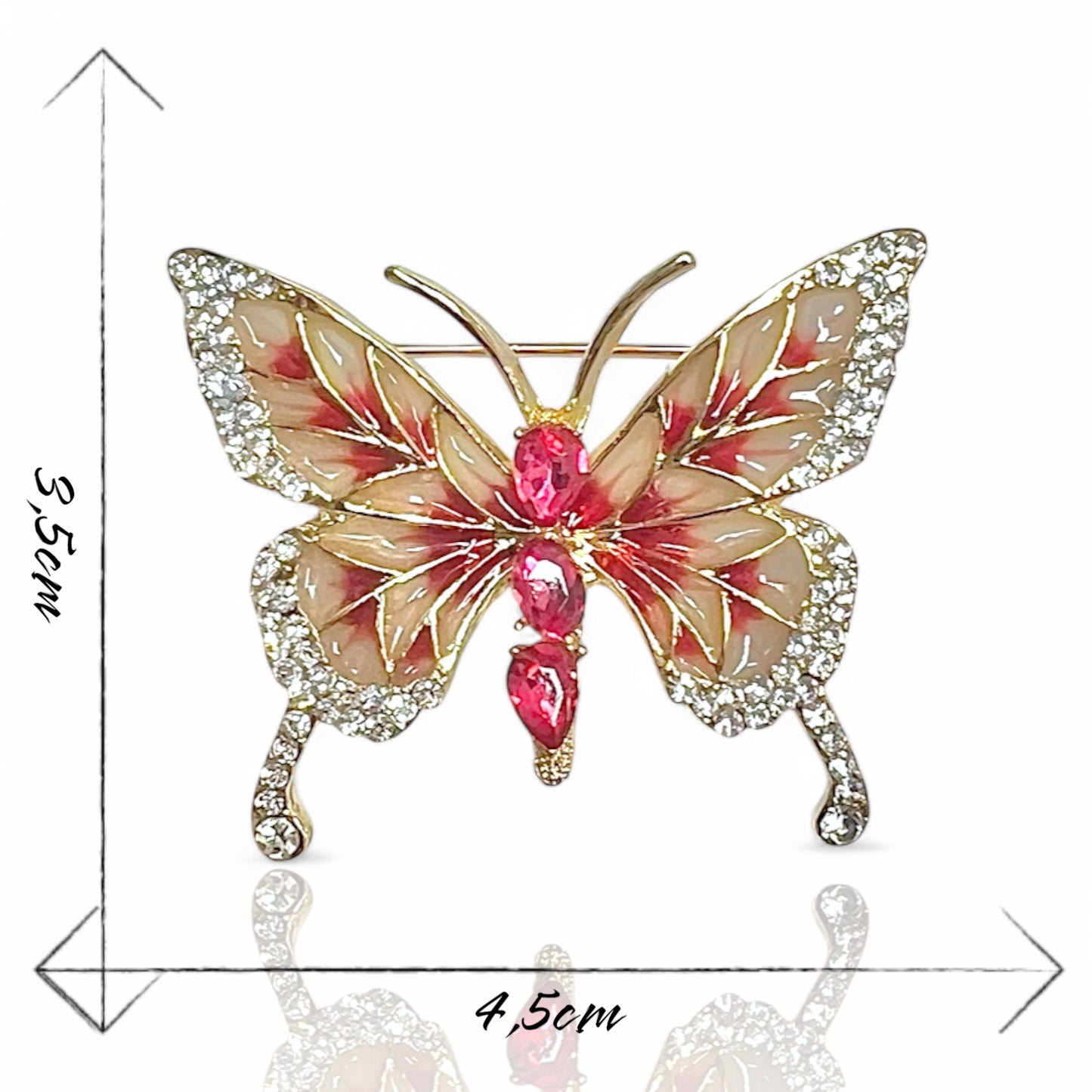 Broche papillon rose