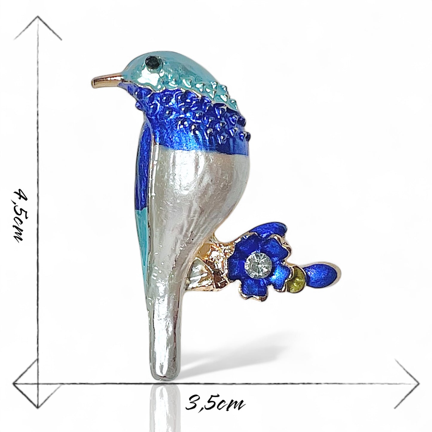 Broche oiseau blanc et bleu