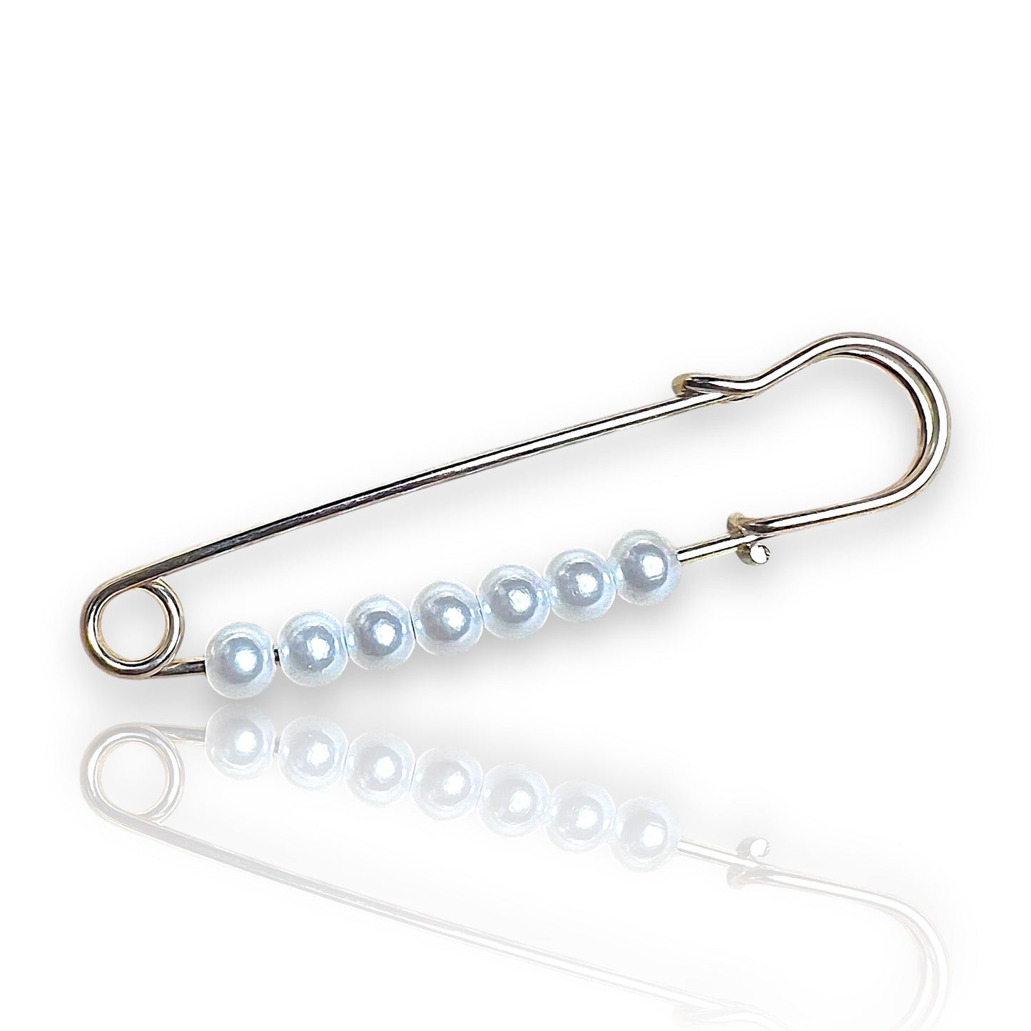 Broche épingle dorée perles