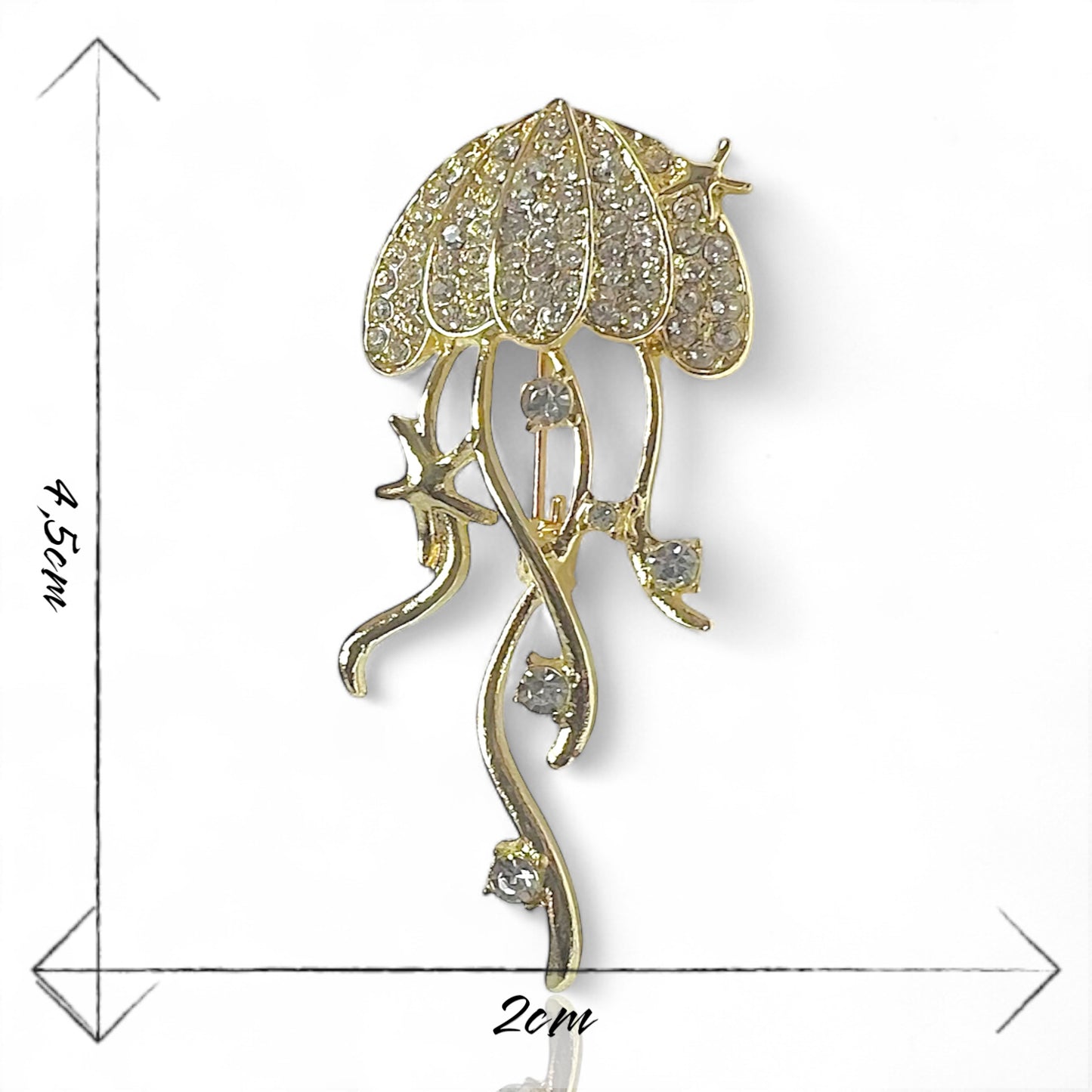 Broche méduse à strass