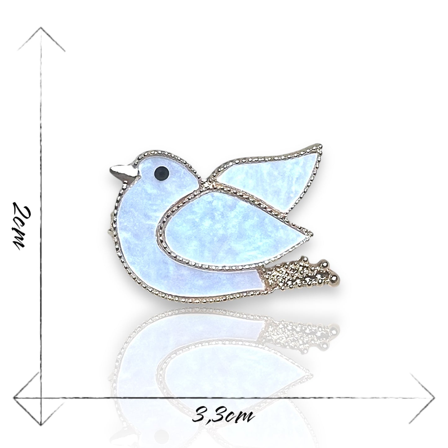 Broche oiseau blanc et doré
