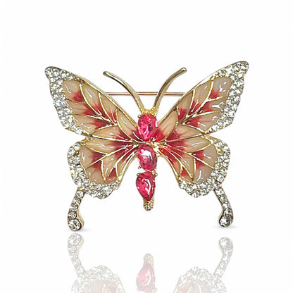 Broche papillon rose