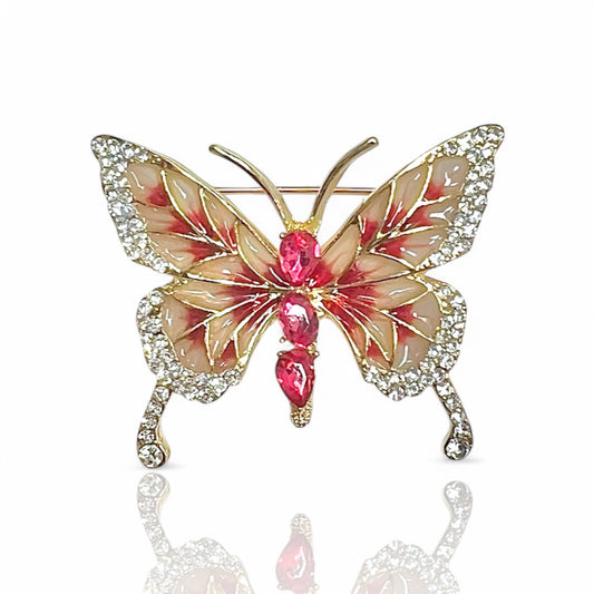 Broche papillon rose