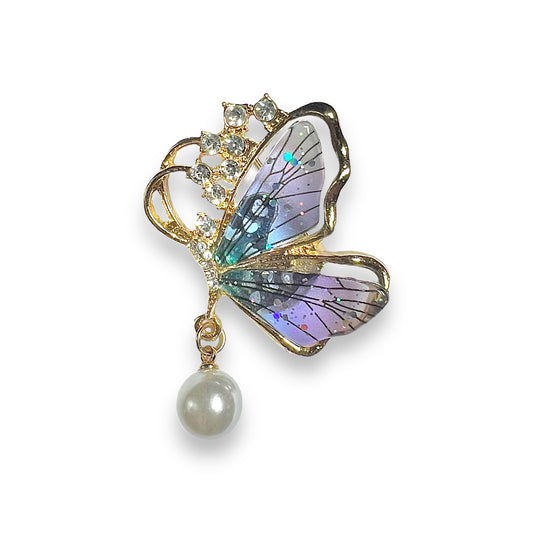 Broche papillon et perle