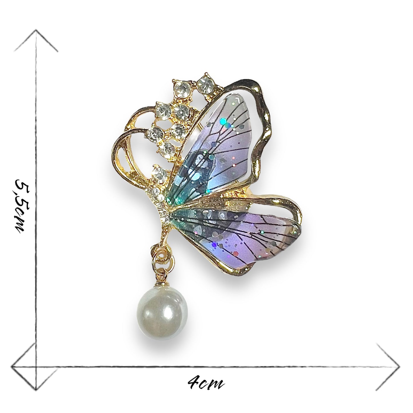 Broche papillon et perle