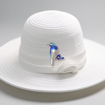 Broche oiseau blanc et bleu