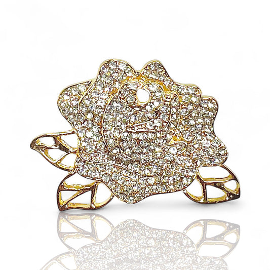 Broche rose à strass