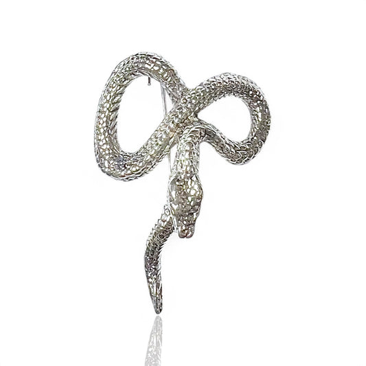 Broche serpent argenté