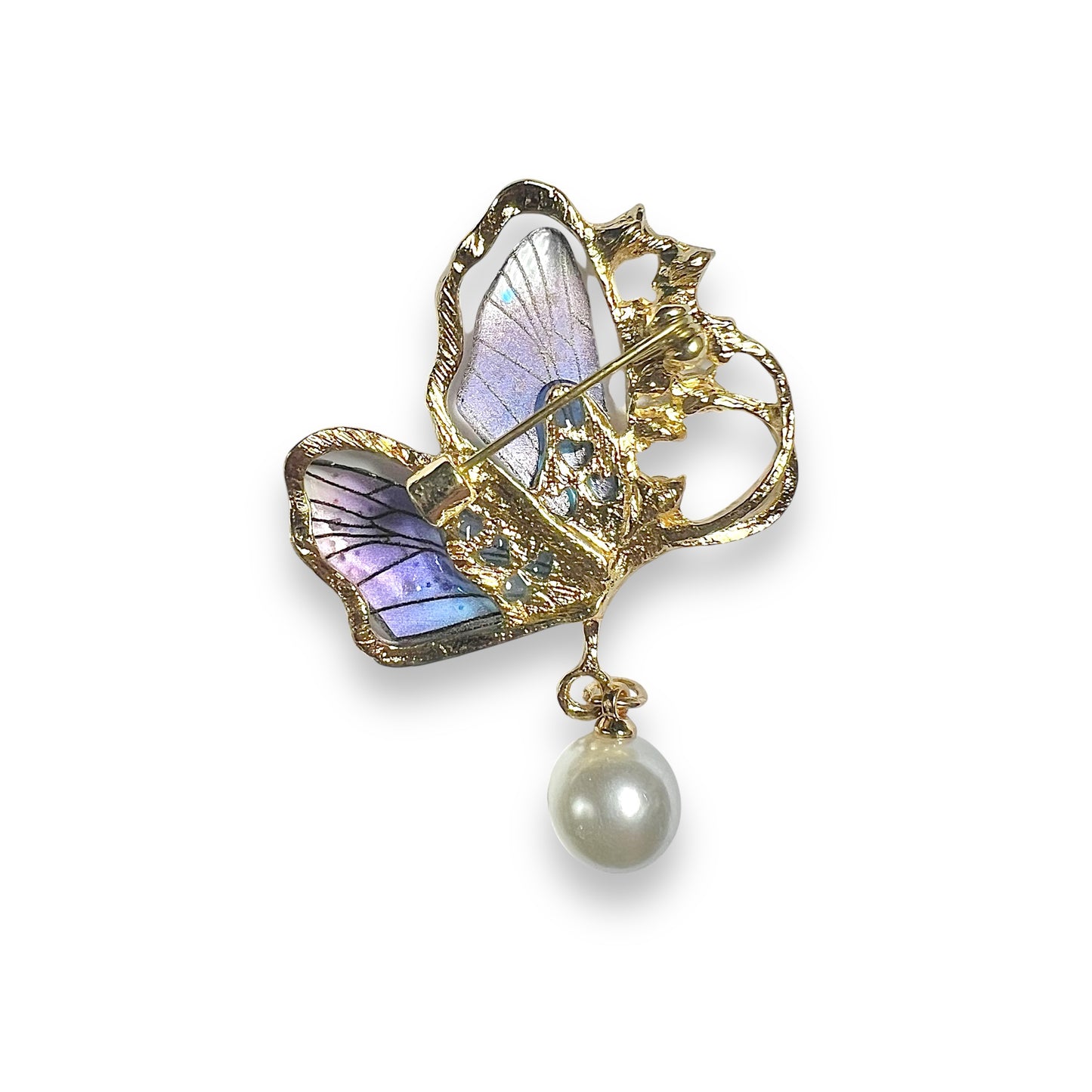 Broche papillon et perle