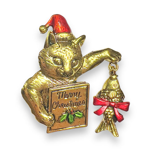 Broche chat Merry Christmas