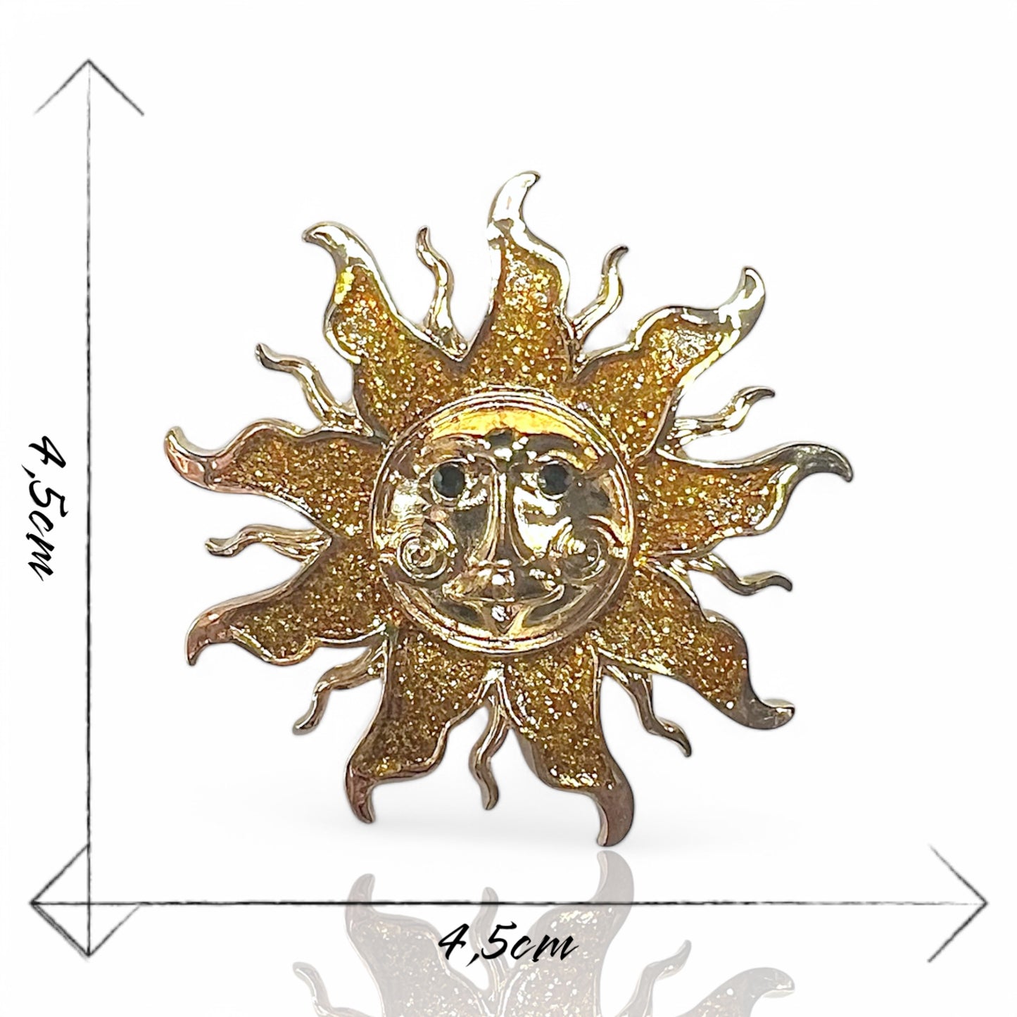 Broche soleil pailleté