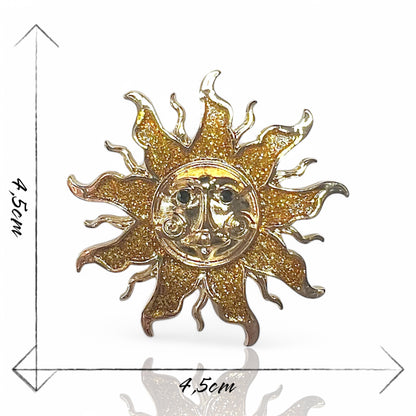 Broche soleil pailleté