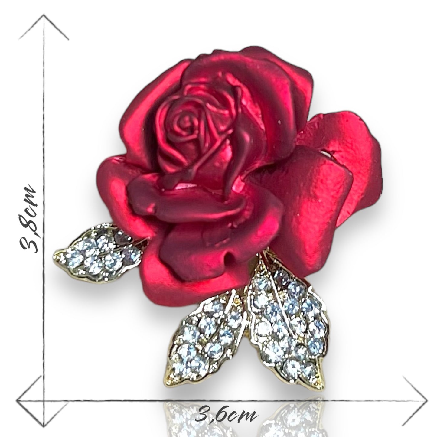 Broche rose rouge nacrée