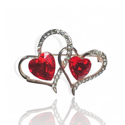 Broche double coeur