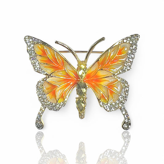 Broche papillon jaune