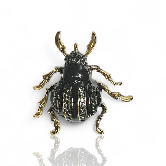 Broche scarabée noir à strass
