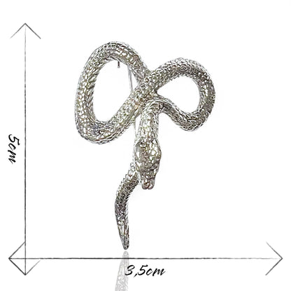 Broche serpent argenté