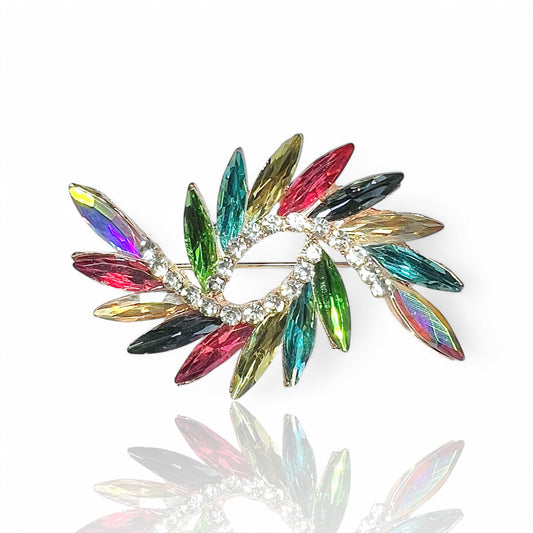 Broche à strass multicolores