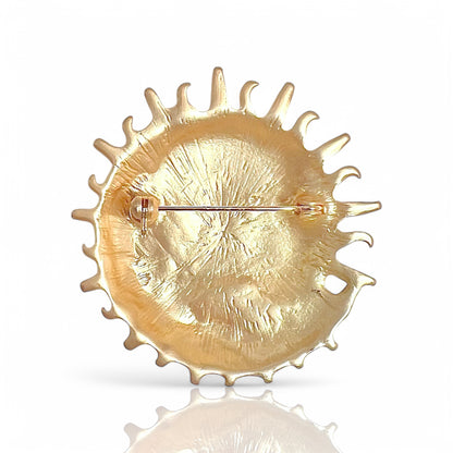 Broche doré soleil et lune
