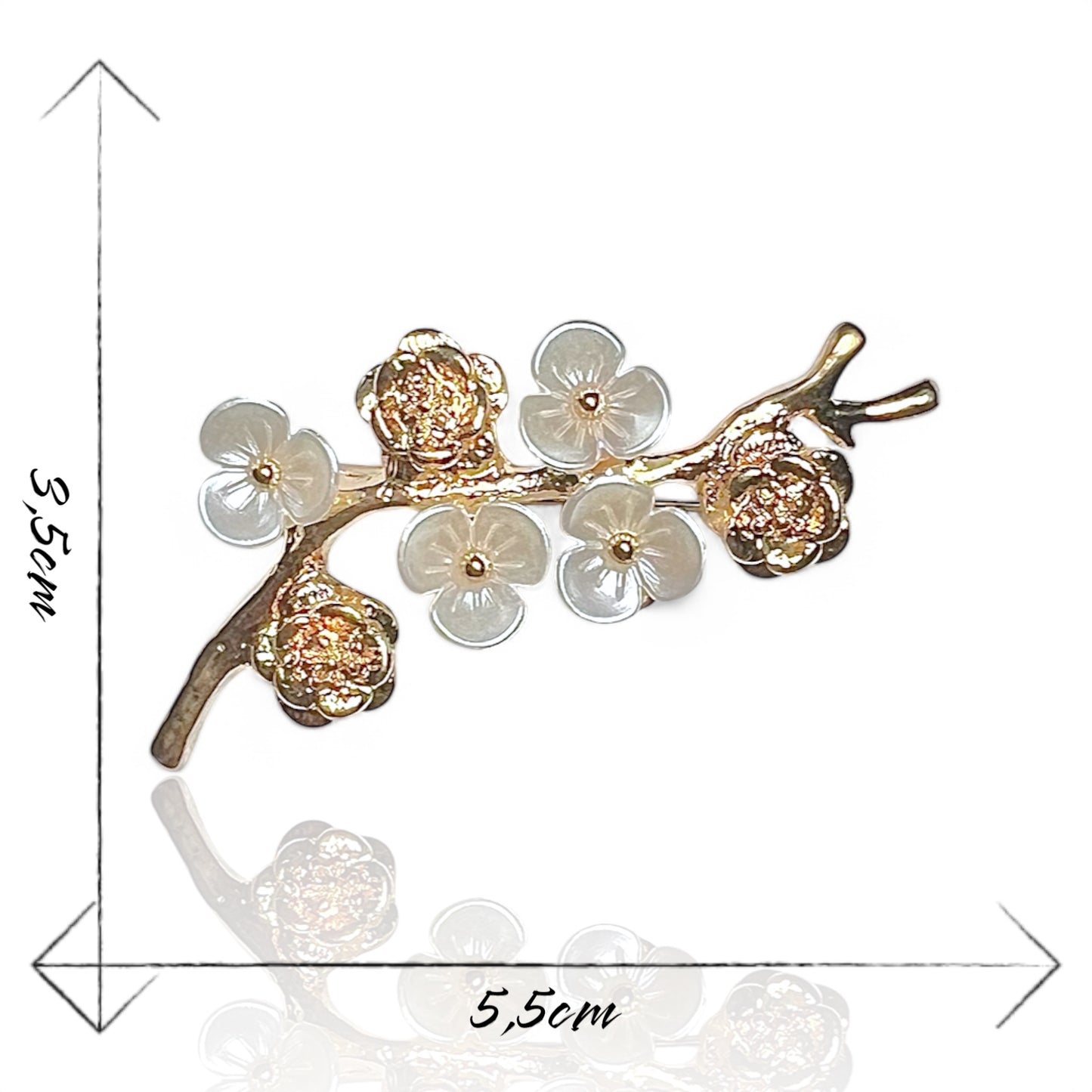 Broche branche à fleurs