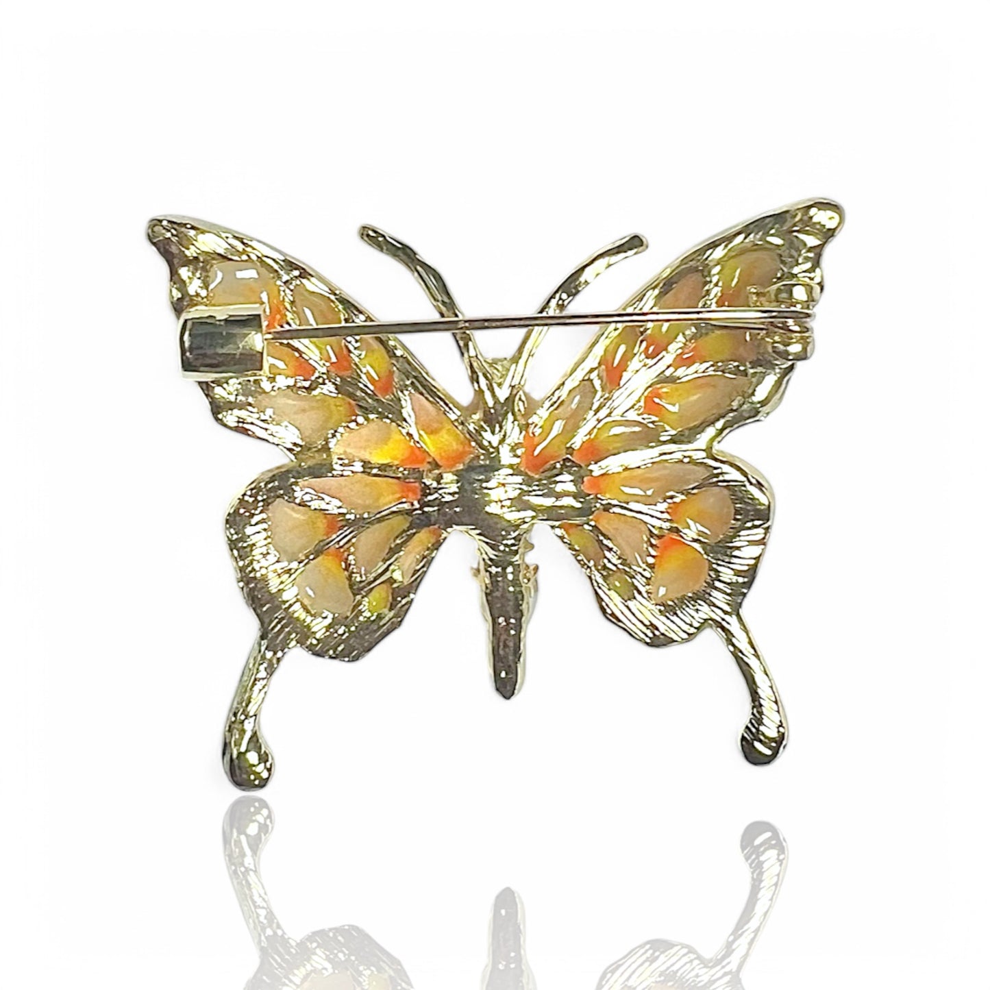 Broche papillon jaune