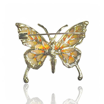 Broche papillon jaune