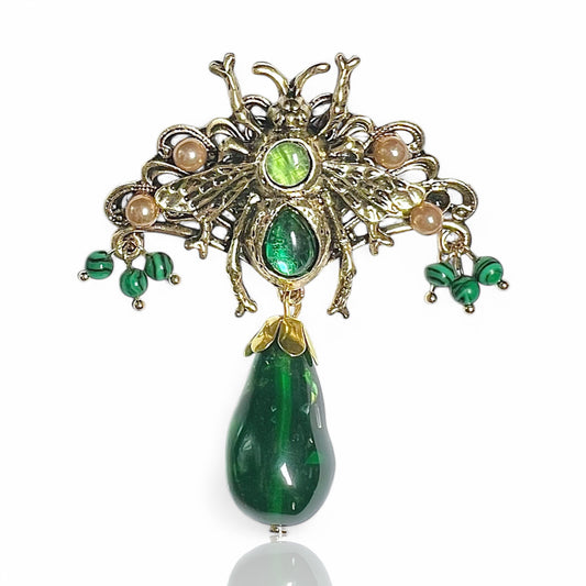 Broche abeille à strass et perles