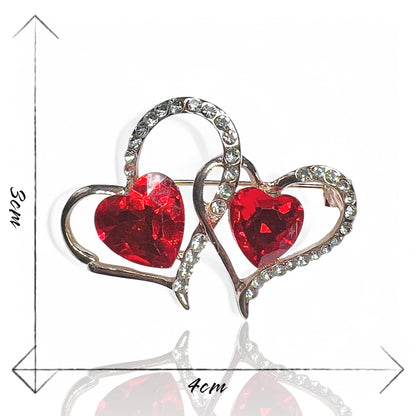 Broche double coeur