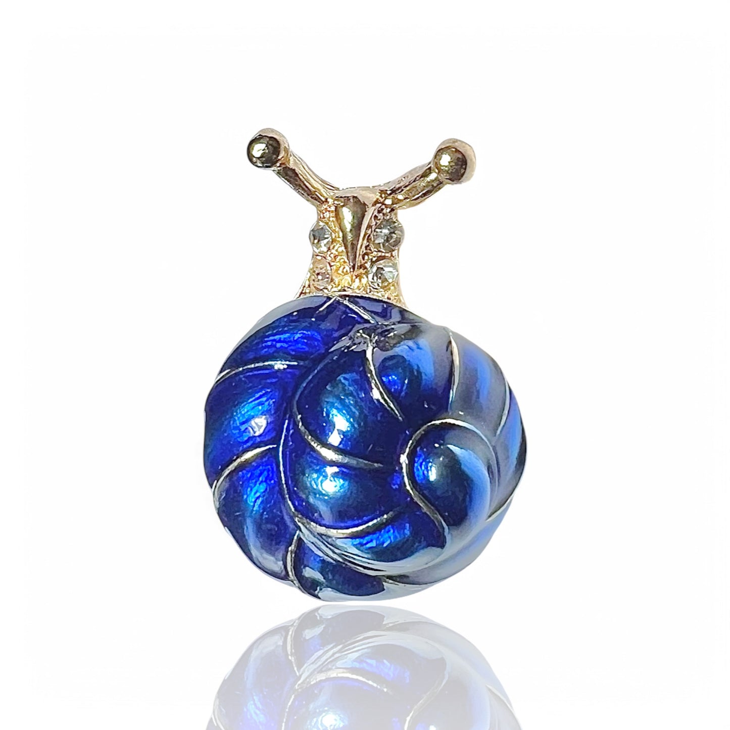 Broche escargot bleu