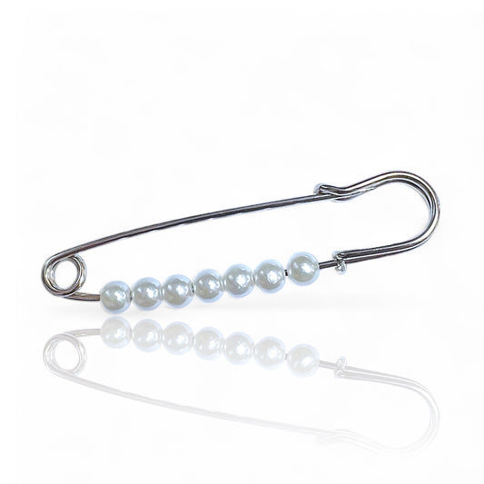 Epingle argentée à perles