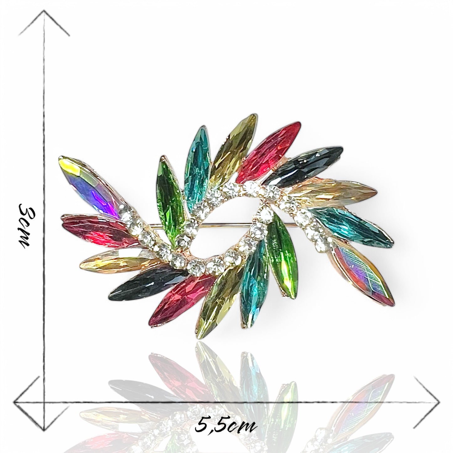 Broche à strass multicolores