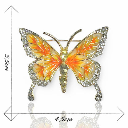 Broche papillon jaune