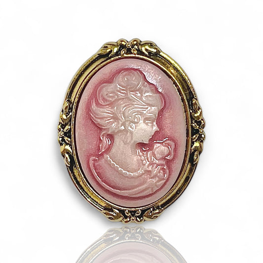 Broche camée femme rose