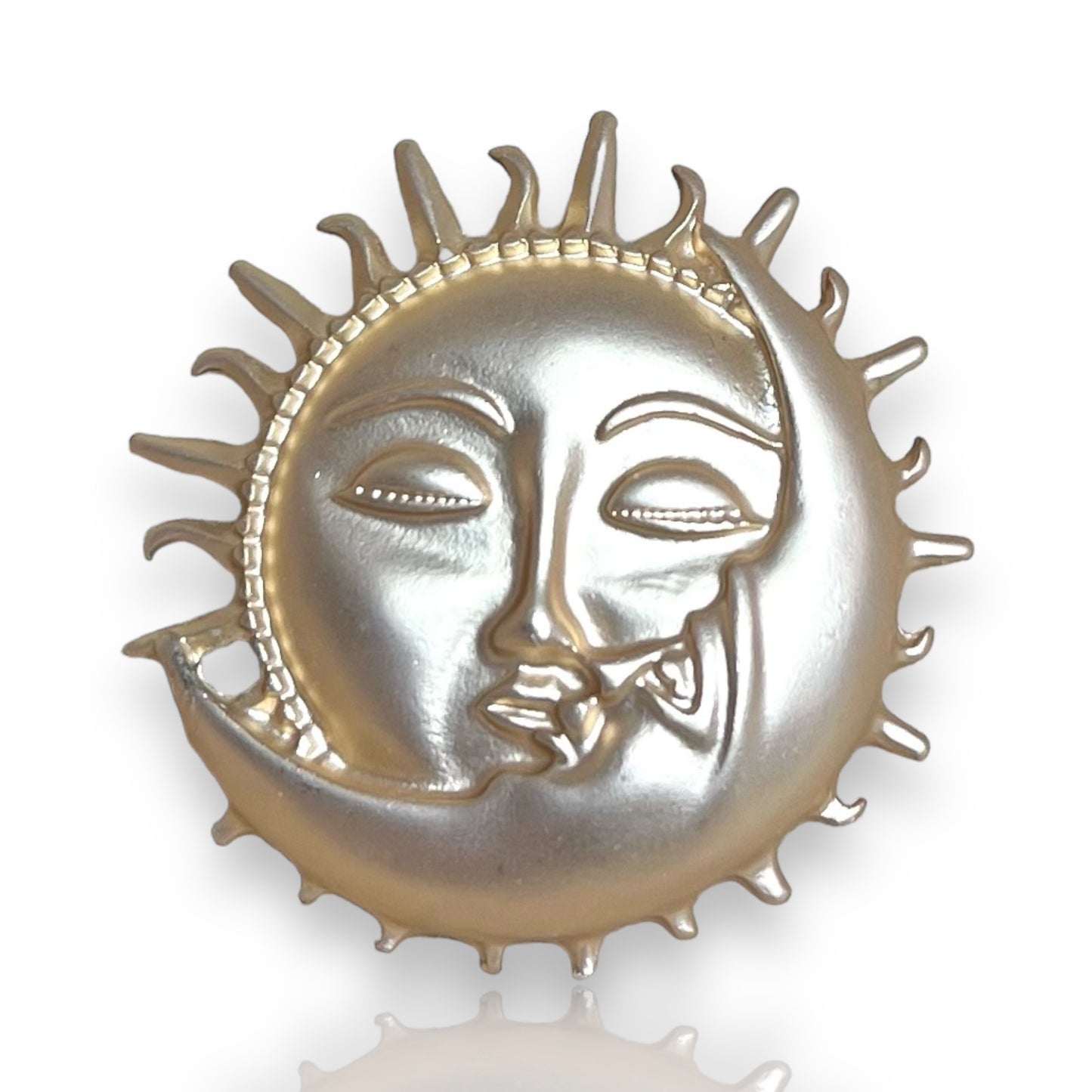 Broche doré soleil et lune