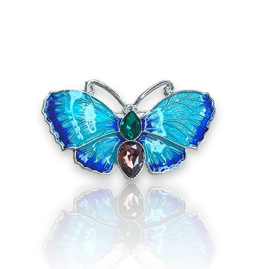 Broche papillon bleu