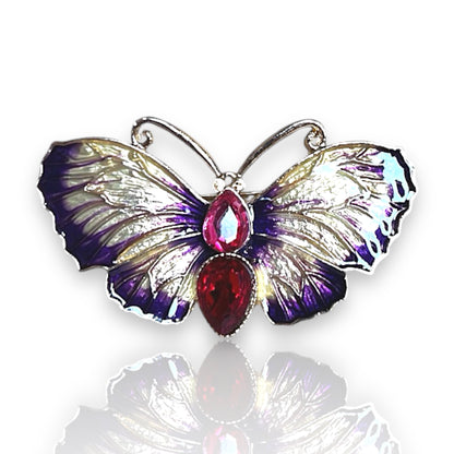 Broche papillon or et violet